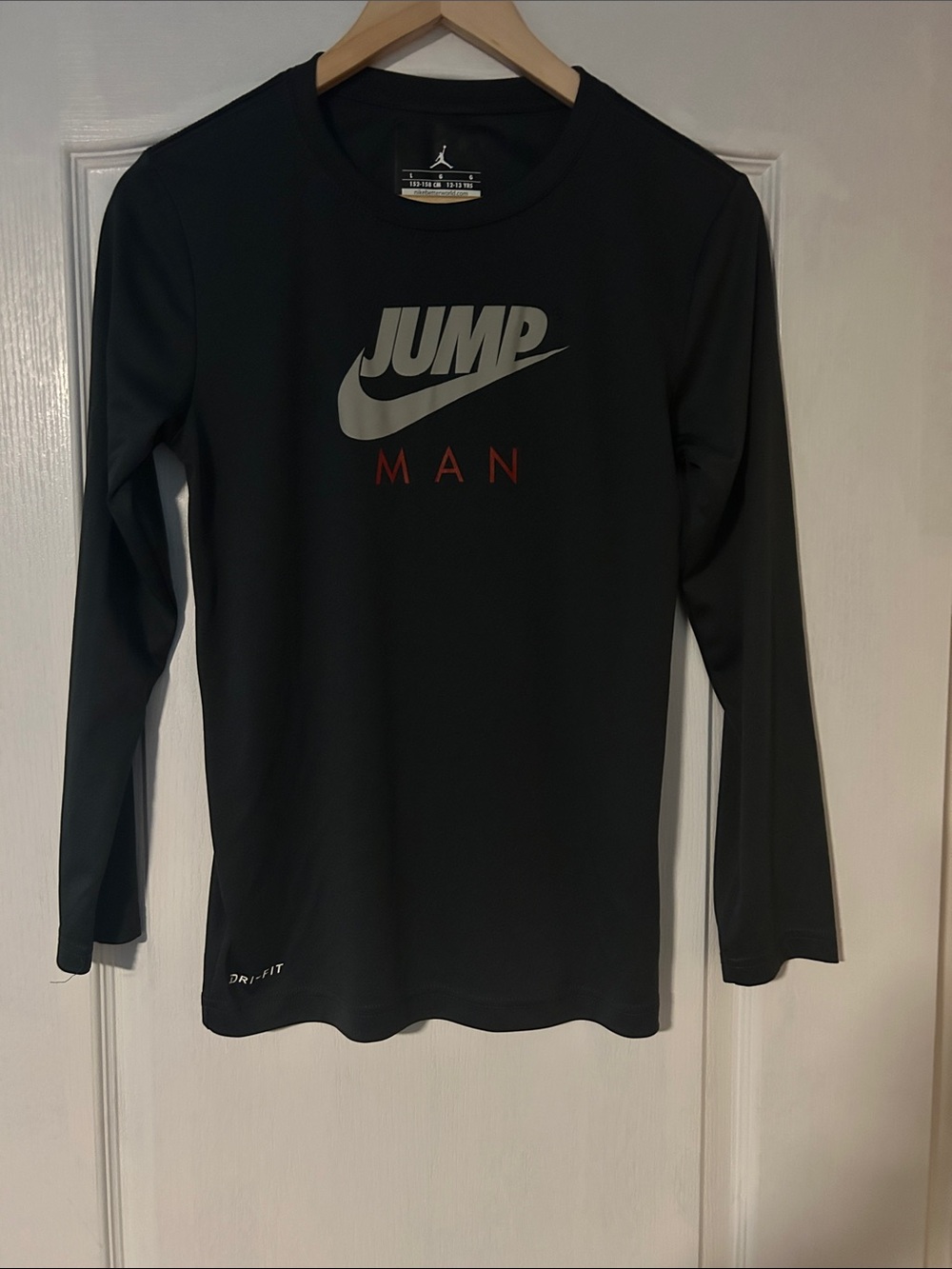 Jordan Long-Sleeve Performance Shirt - Black with Gray Logo